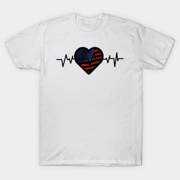 Heartbeat Flag America Independence Day T-Shirt by macshoptee